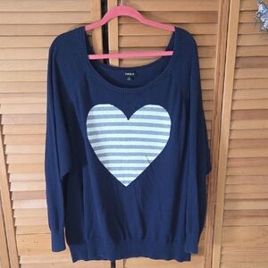 Torrid Blue Sweater with Striped Heart
